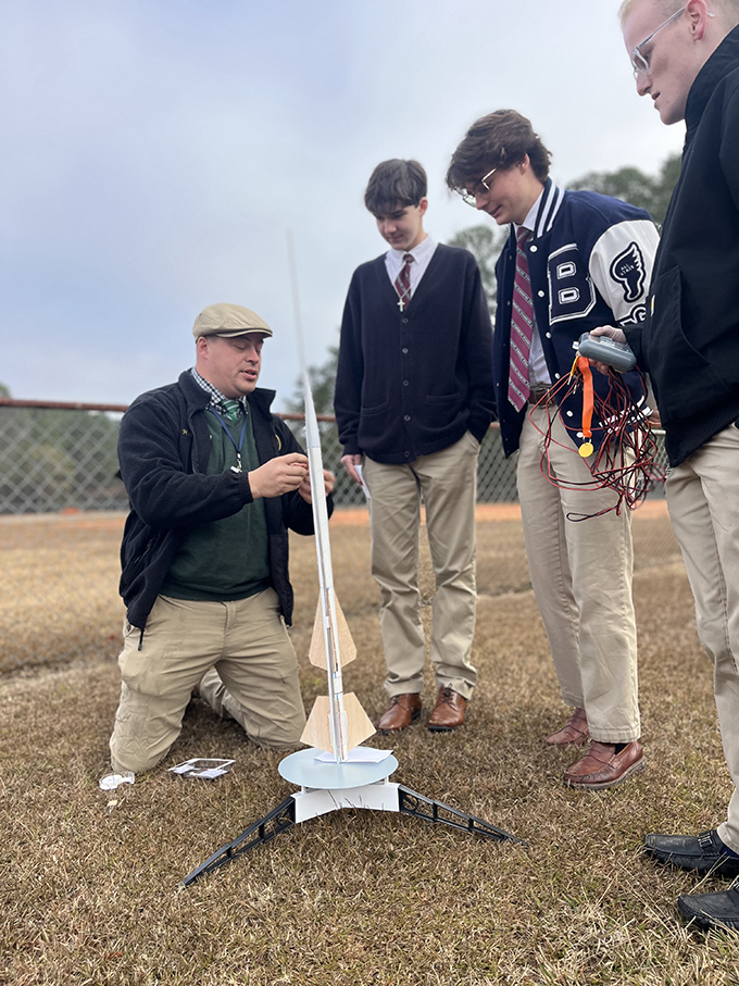 SBP physics students send two-stage rocket soaring